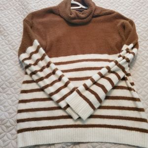 Soft striped turtle neck sweater